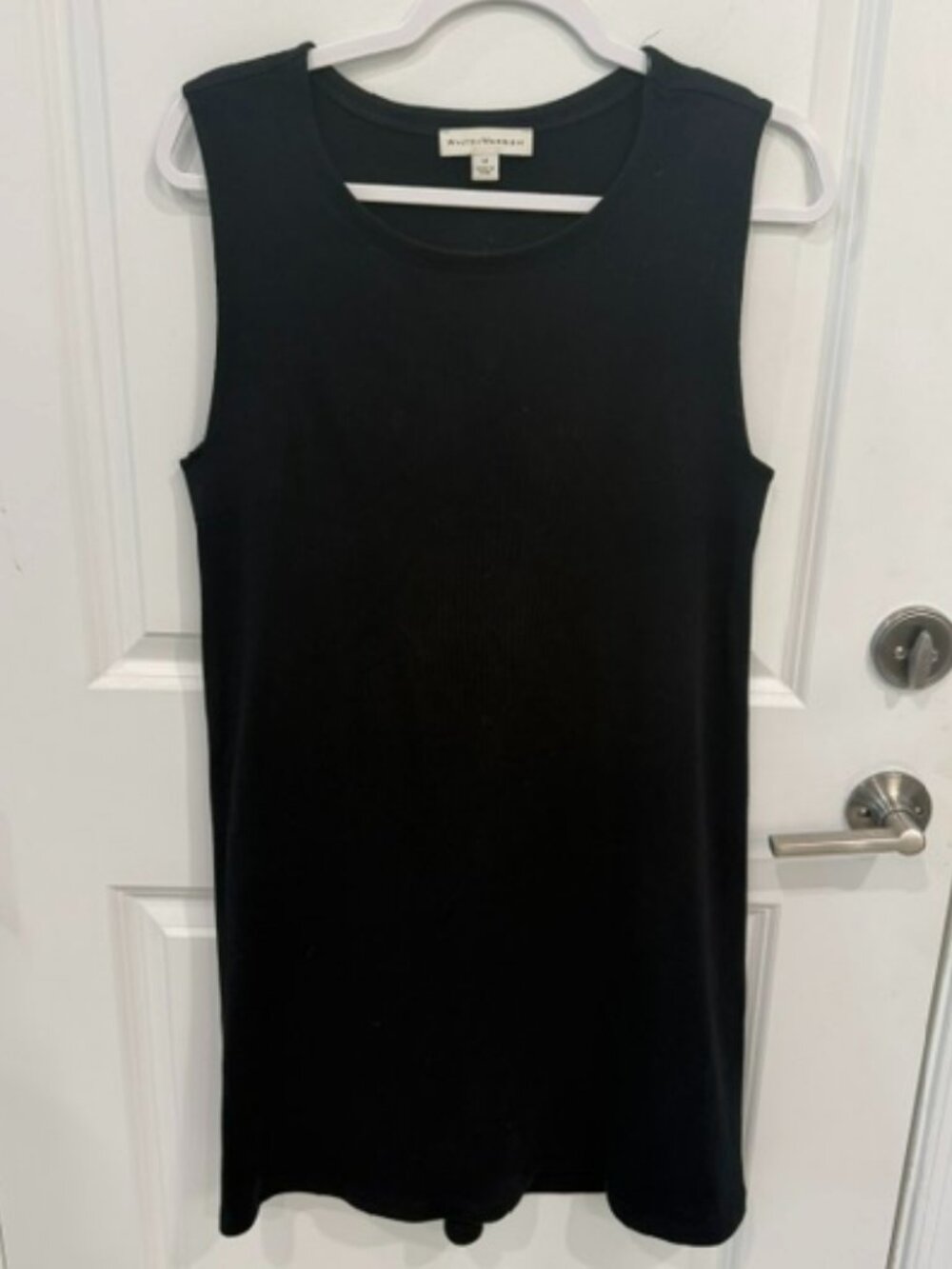 White + Warren Black Sleeveless Dress with Lace-Up Back
